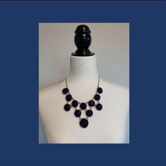 Adjustable Royal Blue & Gold Statement Necklace - Picture 1 of 4